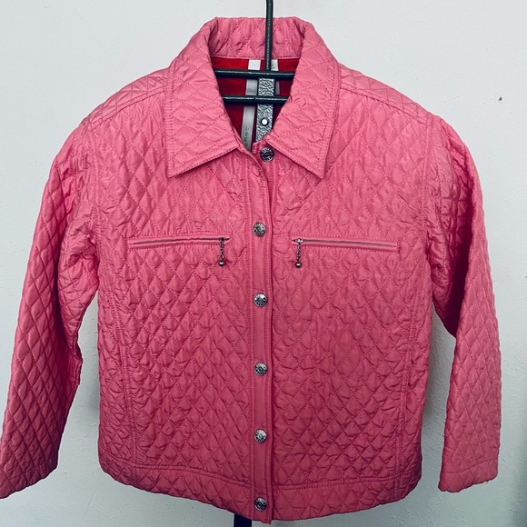 100% Silk Debra deRoo Pink Quilted Jacket Size Small - Picture 2 of 8